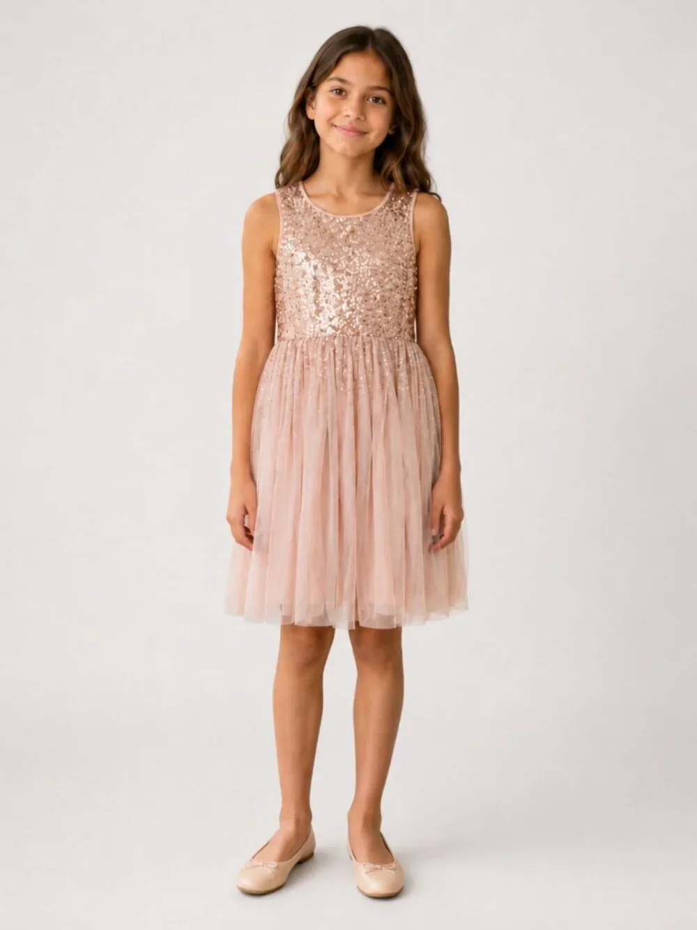 Gap Kids Blush Pink Sequin Tulle Sleeveless Dress Size M 8